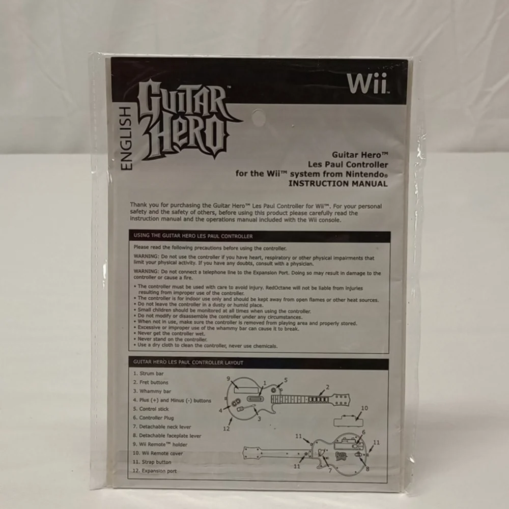 Sealed Unopened! Guitar Hero For Wii Les Paul Controller Instruction Manual Only
